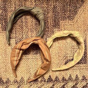 3 J Crew Headbands Teal Lime Tan